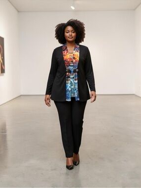 NEW, Bali, Plus Size Cardigan Top, XXL Black Abstract Print Stretch